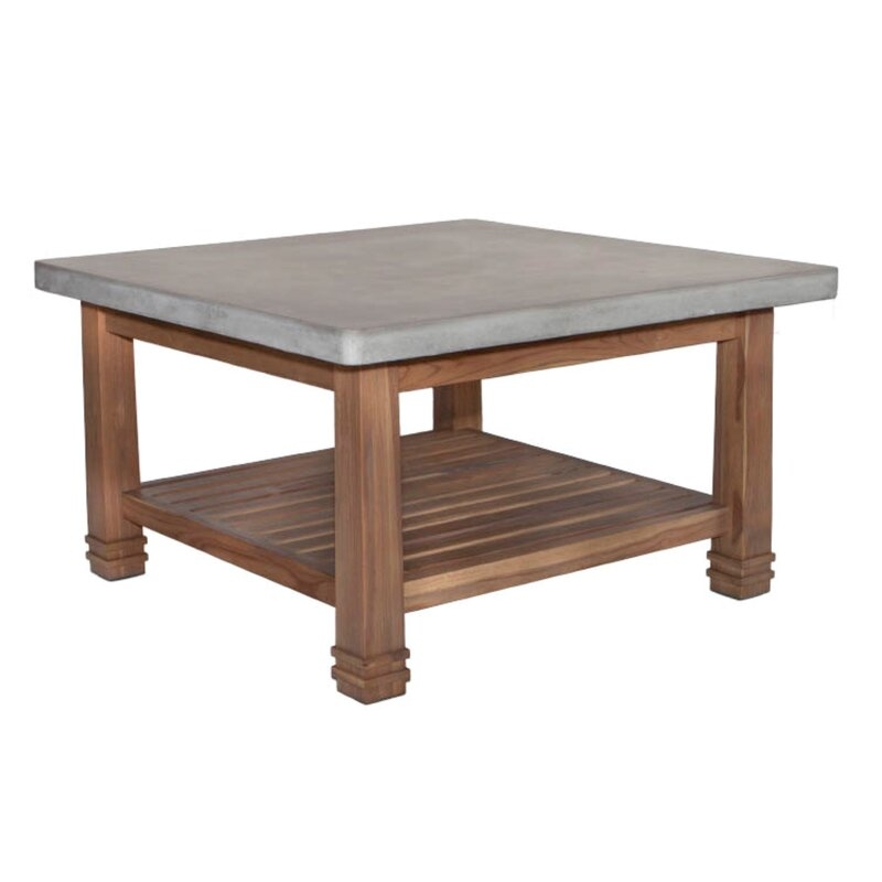 Inspired Visions Stockton - Teak Outdoor Coffee Table w/ Polished Concrete Top - Image 0