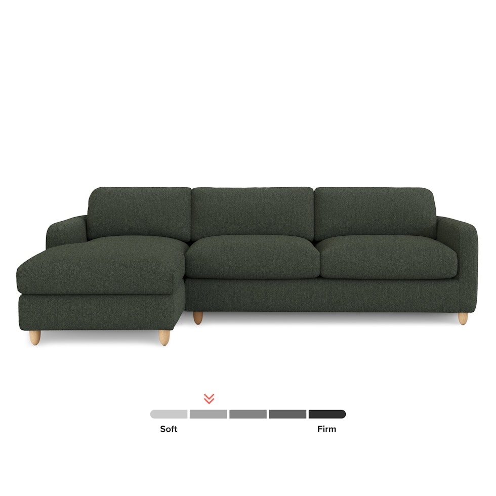 Vati 114" Left Storage Sleeper Sectional - Natural Oak and Green Wool Bouclé - Image 2