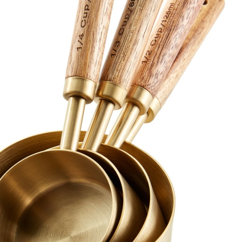 Acacia Wood and Gold Measuring Cups, Set of 4 - Image 4