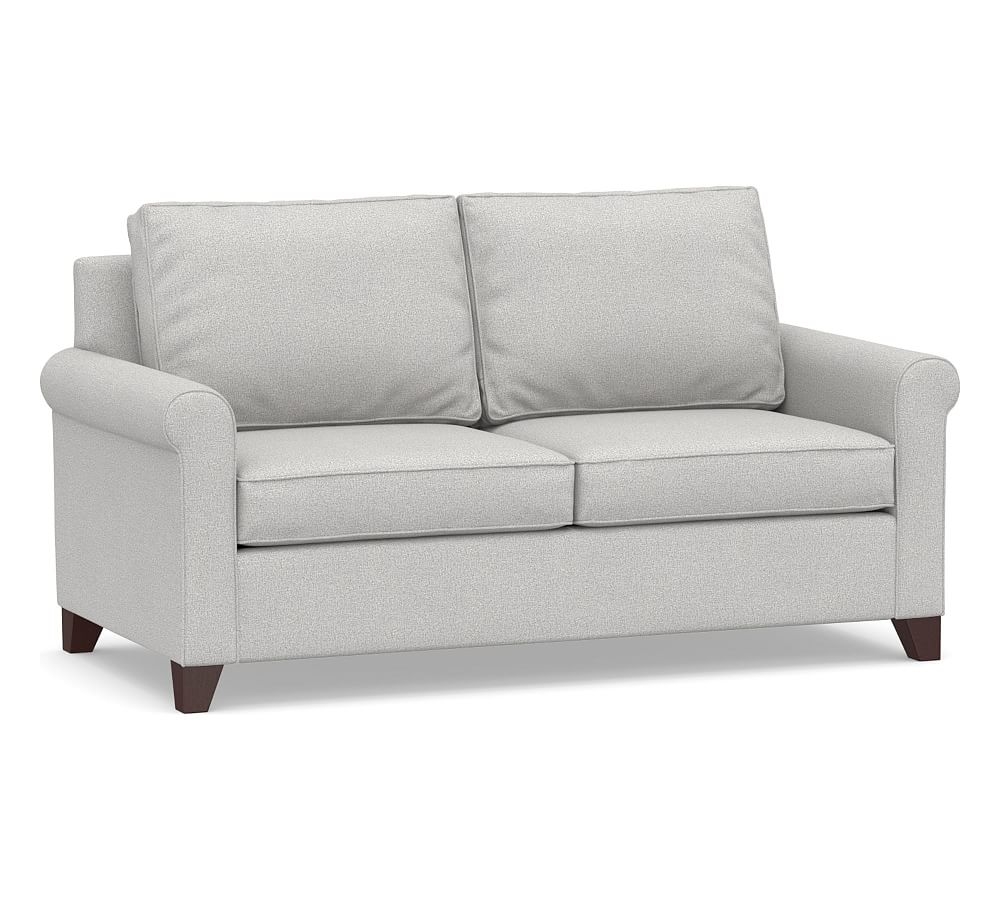 Cameron Roll Arm Upholstered Full Sleeper Sofa with Air Topper, Polyester Wrapped Cushions, Park Weave Ash - Image 0