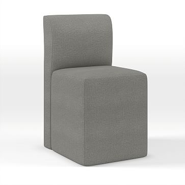 Floor Length Dining Chair, Heathered Crosshatch, Feather Gray - Image 0