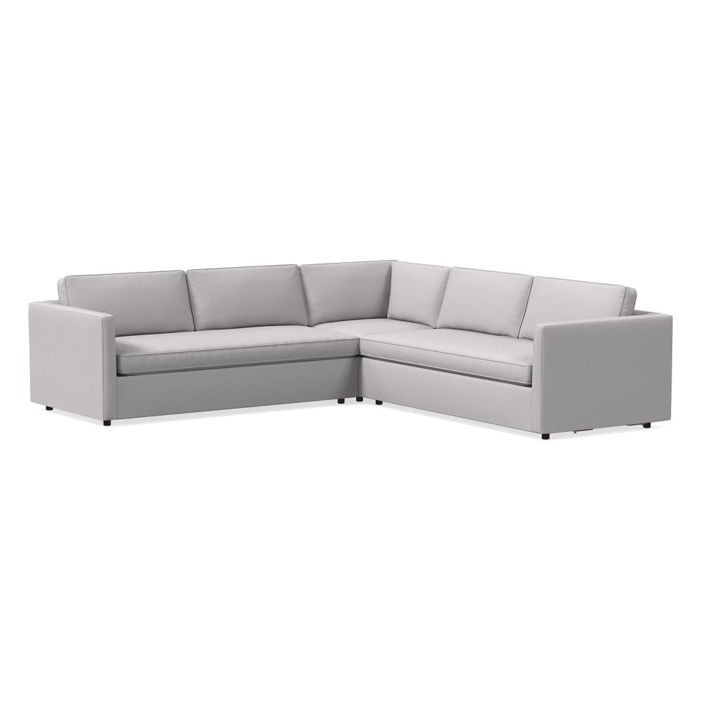 Harris 114" Bench Cushion 3-Piece L-Shaped Sectional, Standard Depth, Chenille Tweed, Frost Gray - Image 0