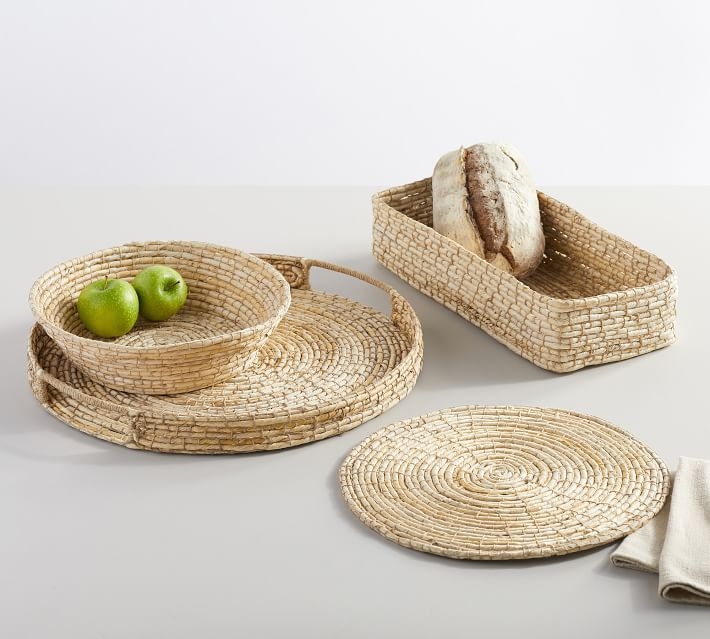 Wynne Coil Woven Abaca Tray, Light Natural - Image 2