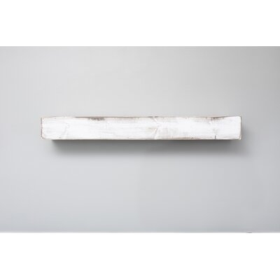 Yisroel Floating Shelf in Shabby White/Gray Solid Wood Handmade Rustic Style Wall Shelf - Image 0