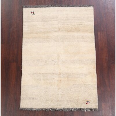One-of-a-Kind Maryam Hand-Knotted New Age Beige 3'4" x 4'9" Wool Area Rug - Image 0