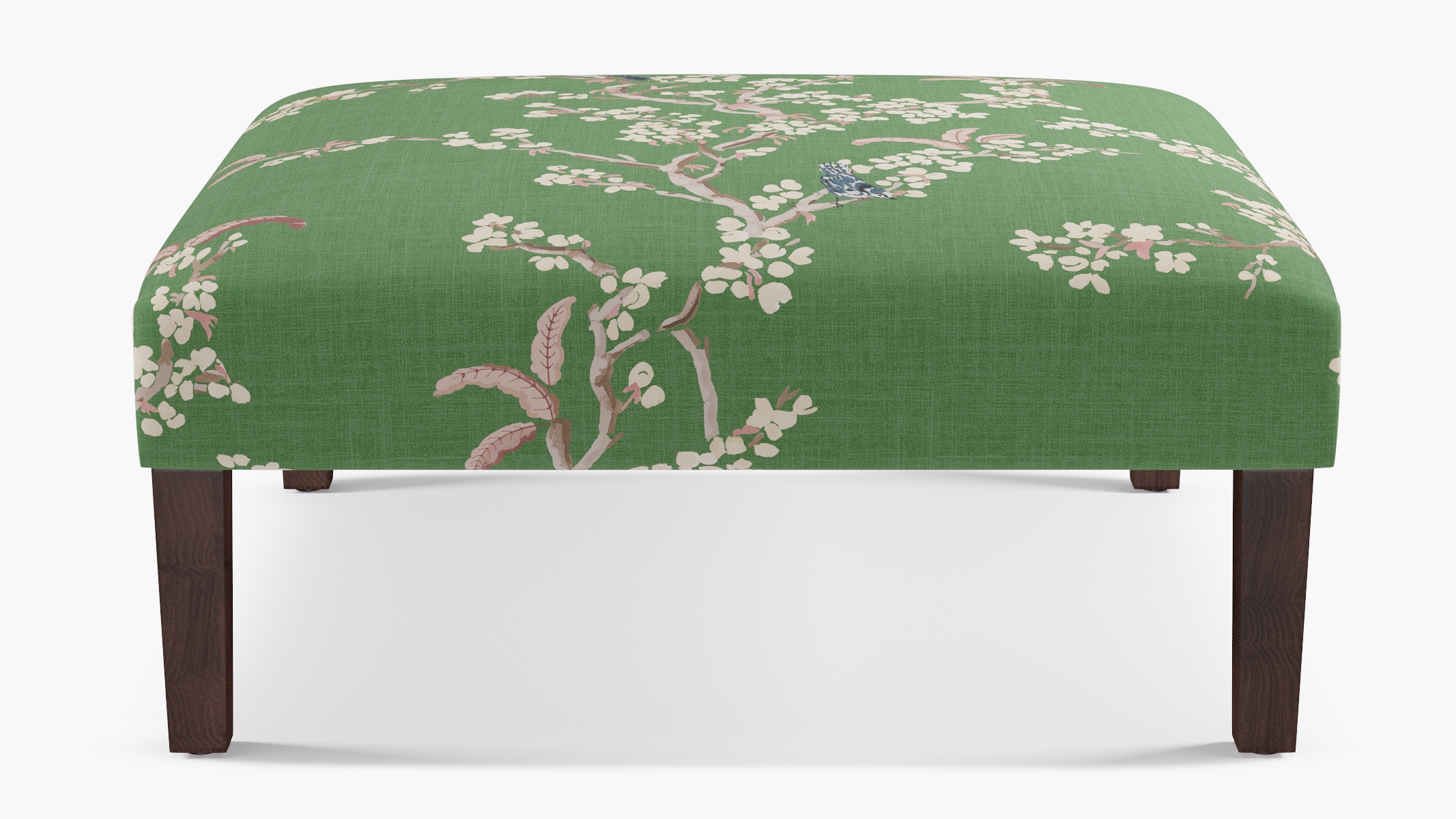 Cocktail Ottoman, Jade Cherry Blossom, Espresso - Image 0