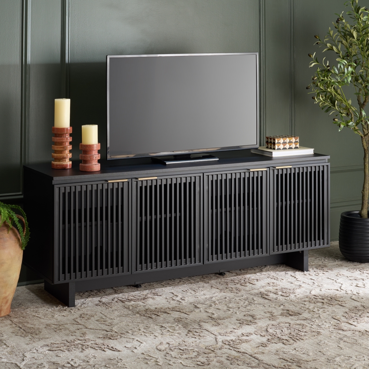 Quaid 4 Door Sideboard/Media Stand - Black / Brass - Safavieh - Image 1