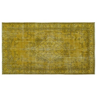 One-of-a-Kind Hand-Knotted 1960s Turkish Yellow 4'9" x 8'5" Area Rug - Image 0