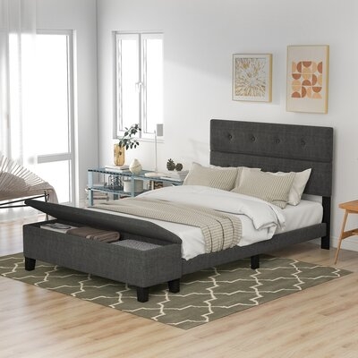 Upholstered Full Size Platform Bed With Storage Case - Image 0