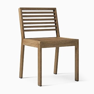 Santa Fe Slatted Dining Chair, S/2, Wood, Driftwood - Image 1