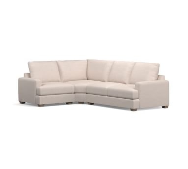 Canyon Square Arm Upholstered Left Arm 3-Piece Wedge Sectional, Down Blend Wrapped Cushions, Performance Heathered Basketweave Alabaster White - Image 1