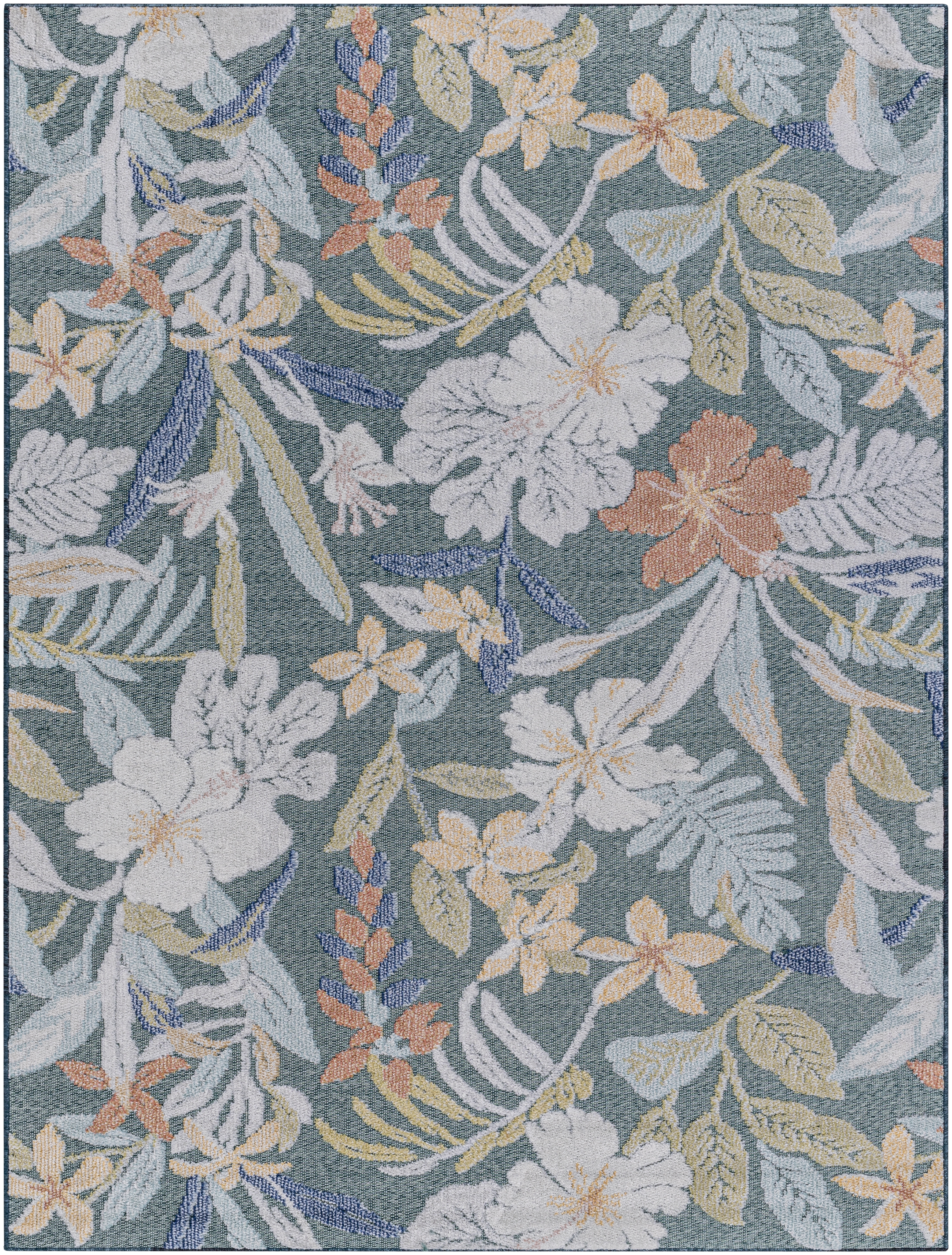 Lakeside Blue Outdoor 5'3" x 7' Machine Woven Rug - Image 0