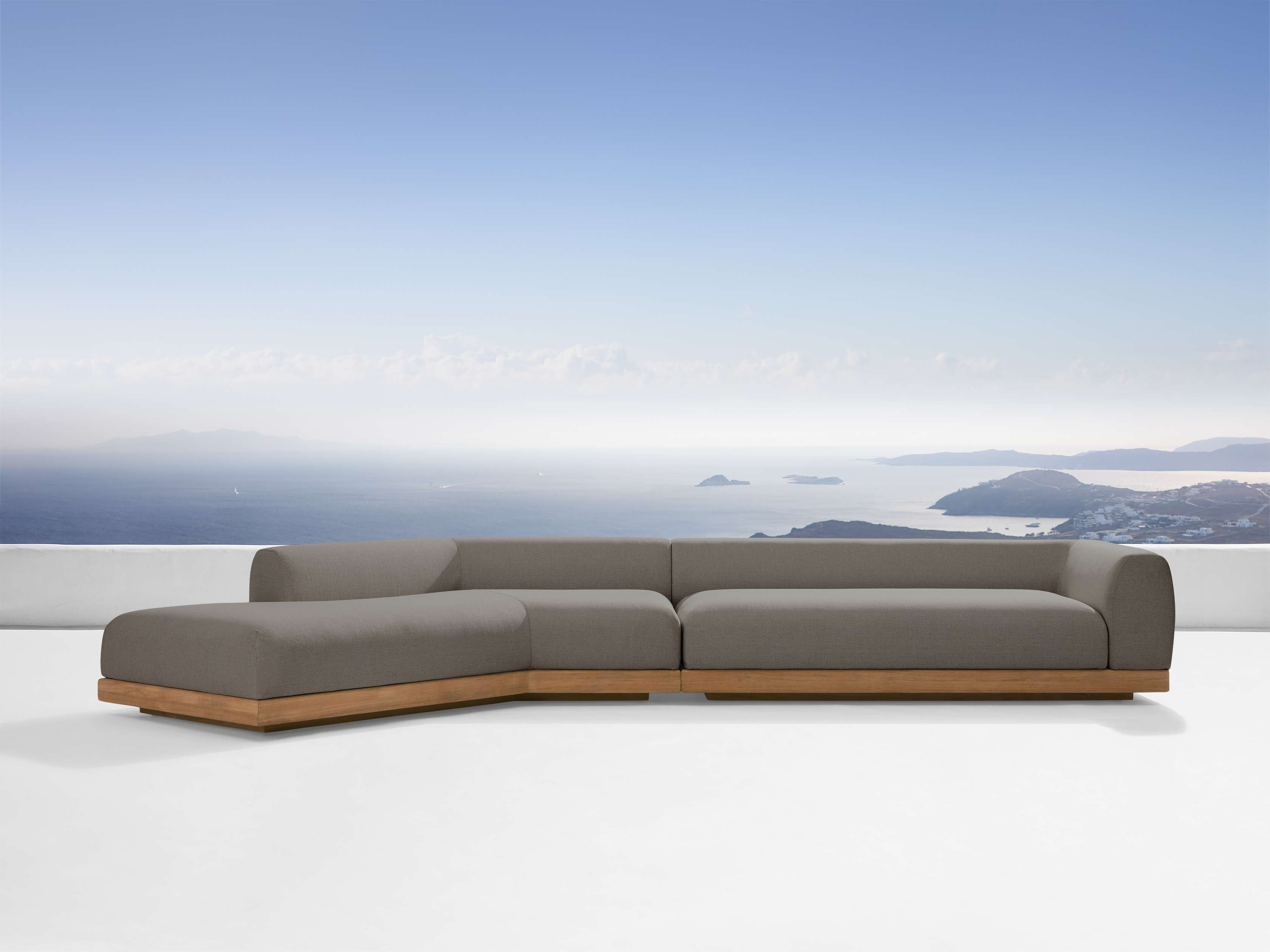 Carmel Outdoor Two-Piece Bumper Sectional in Wood Brown - Image 0