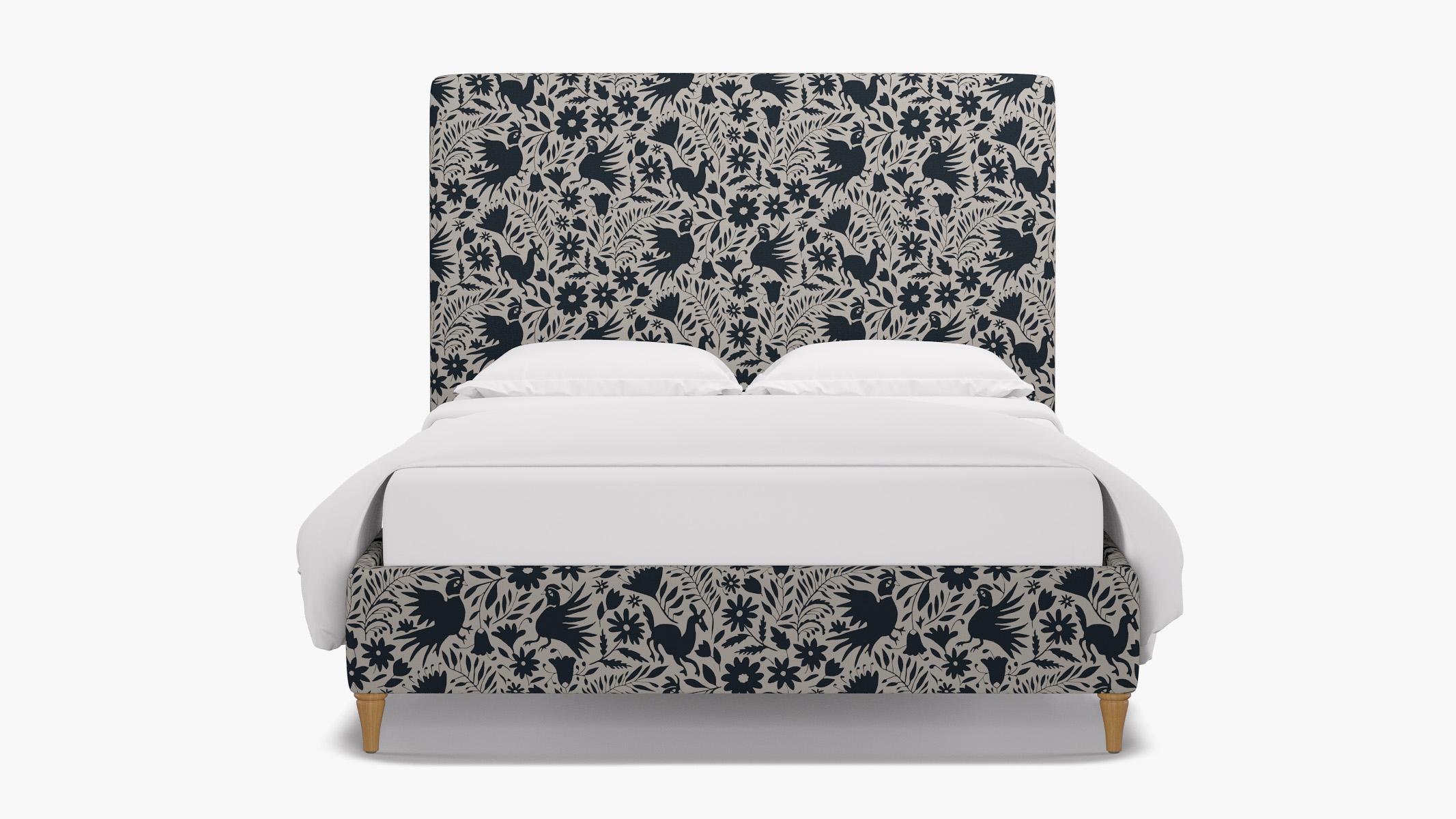 Classic Bed, Ink Frida, Natural Decorative Tapered Leg, Queen - Image 0