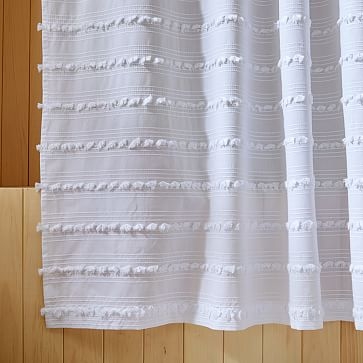 Stripe Stitch Candlewick Shower Curtain, White/Black, 72"x74" - Image 1
