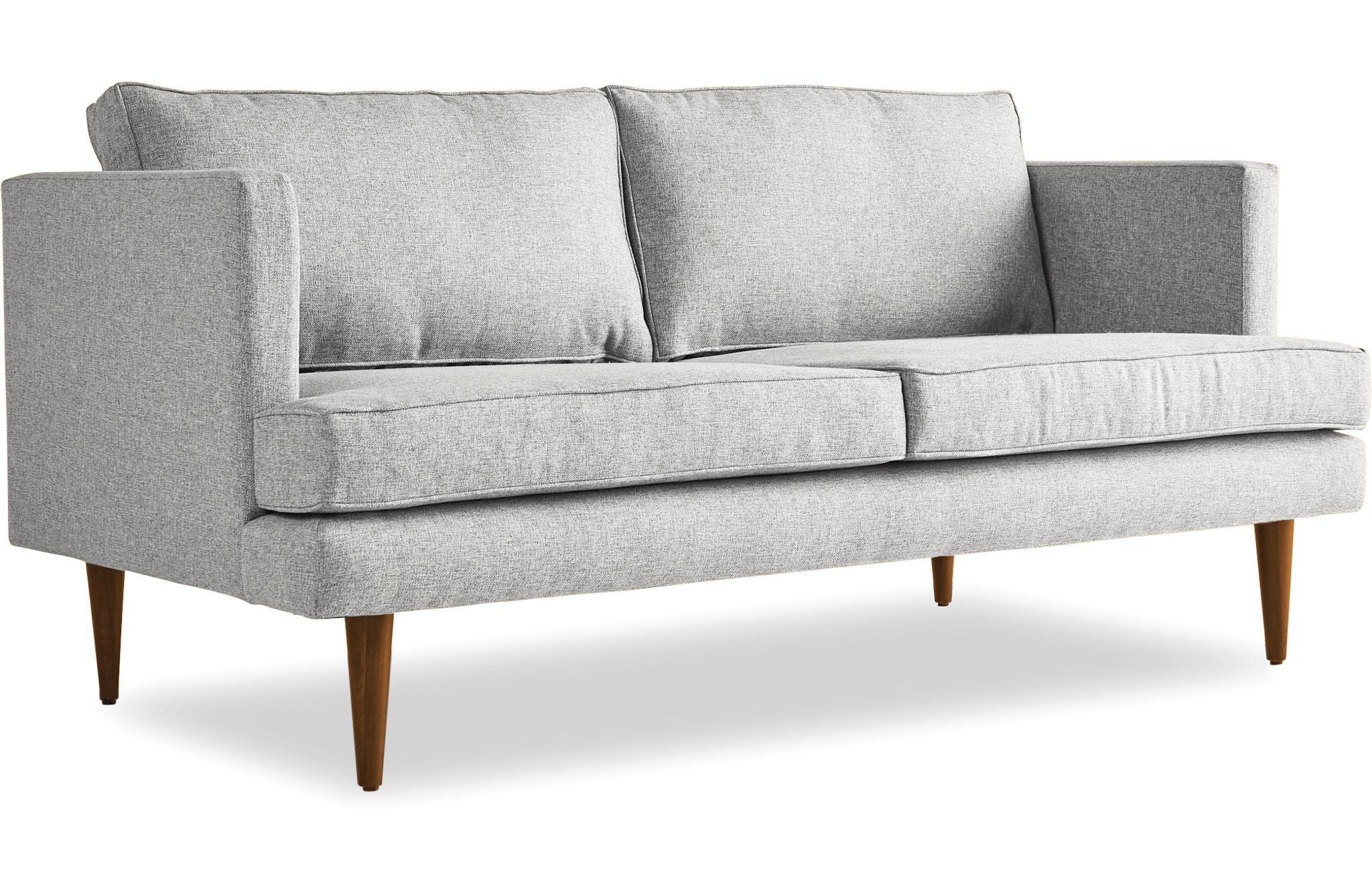 Gray Preston Mid Century Modern 68" Sofa - Sunbrella Premier Fog - Mocha - Image 1
