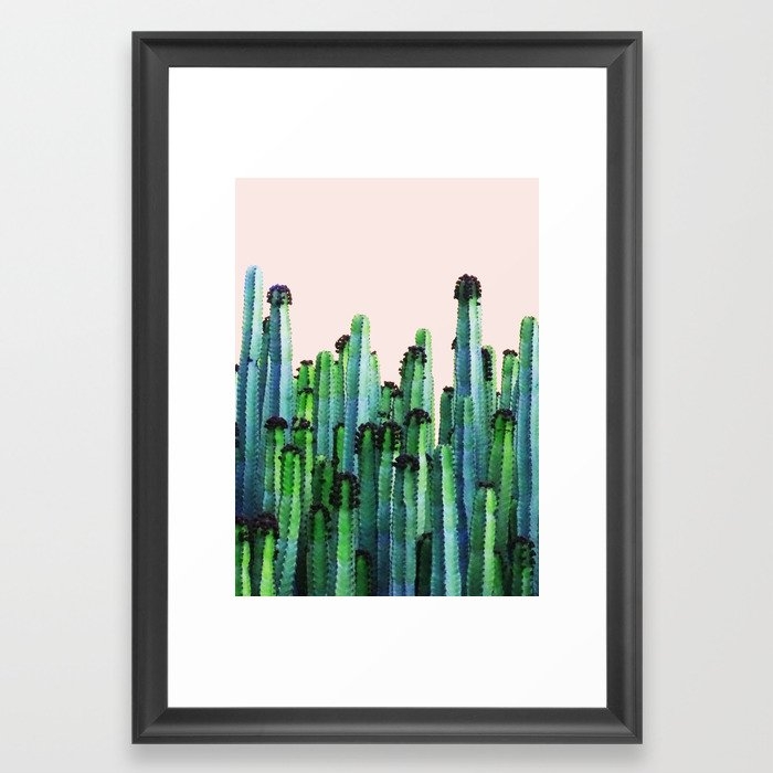 Cactus Botanical, Nature Plants Blush Painting, Pastel Neutral Peachy Scandinavian Bohemian Graphic Framed Art Print by 83 Oranges Free Spirits - Scoop Black - Small 13" x 19"-15x21 - Image 0