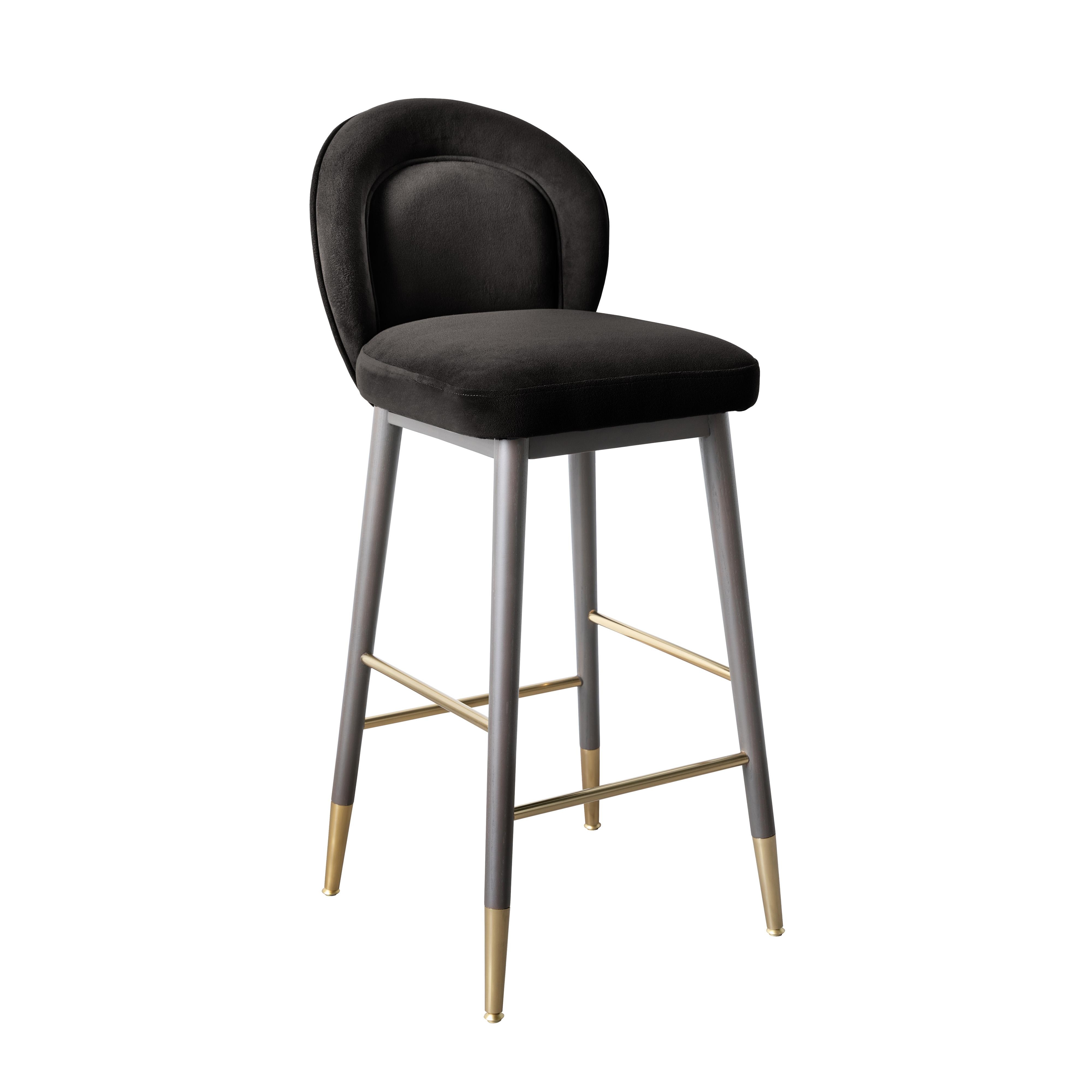 Hailey Charcoal Grey Velvet Barstool - Image 0