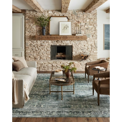 Magnolia Home By Joanna Gaines X Loloi Banks Machine Washable Blue / Lagoon Area Rug - Image 1