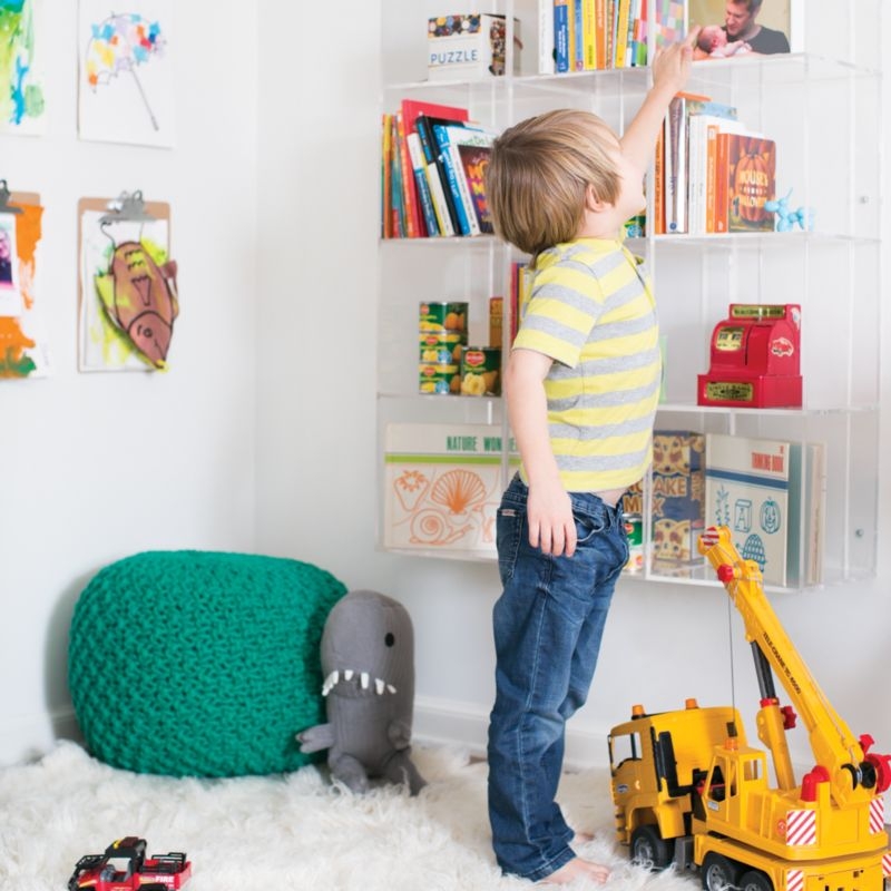 Now You See It Clear Acrylic 5-Bin Floating Shelf Bookcase - Image 9