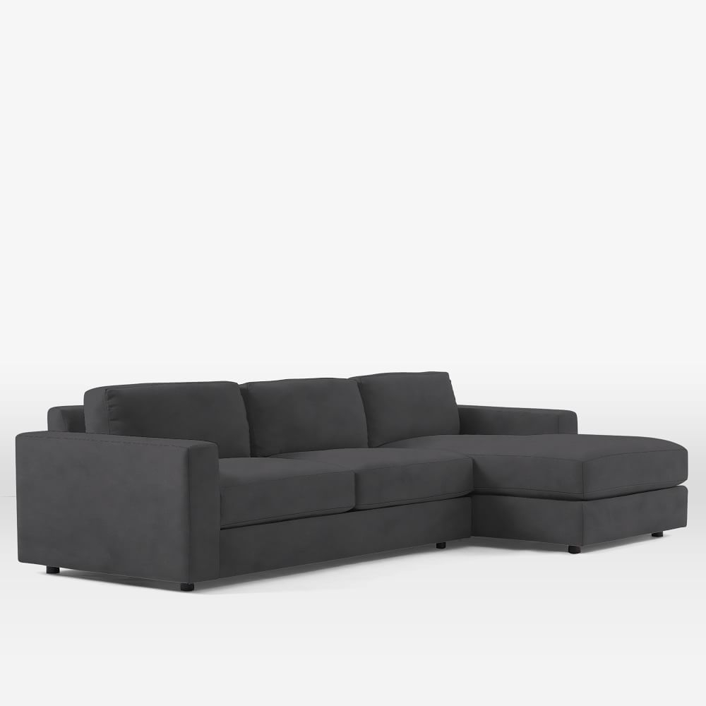 Urban 116" Right 2-Piece Chaise Sectional, Performance Velvet, Black, Poly-Fill - Image 0