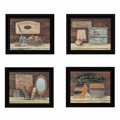 'Bathroom II' by Pam Britton - 4 Piece Picture Frame Painting Print Set on Paper - Image 0