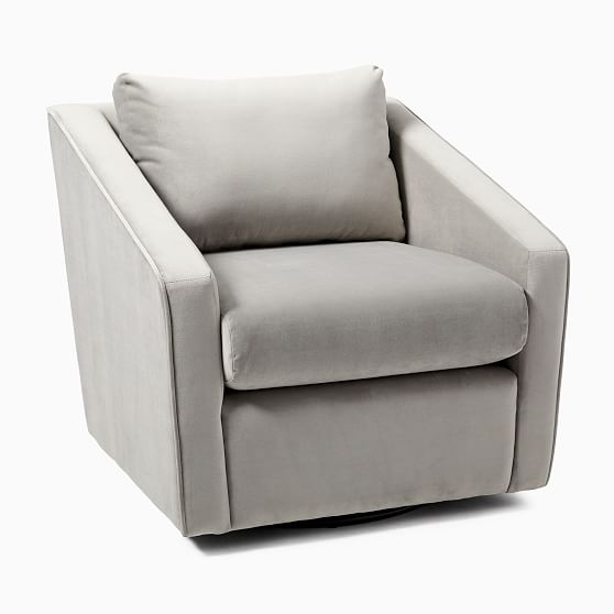 Tessa Deco Swivel Chair, Performance velvet, dove Gray - Image 0
