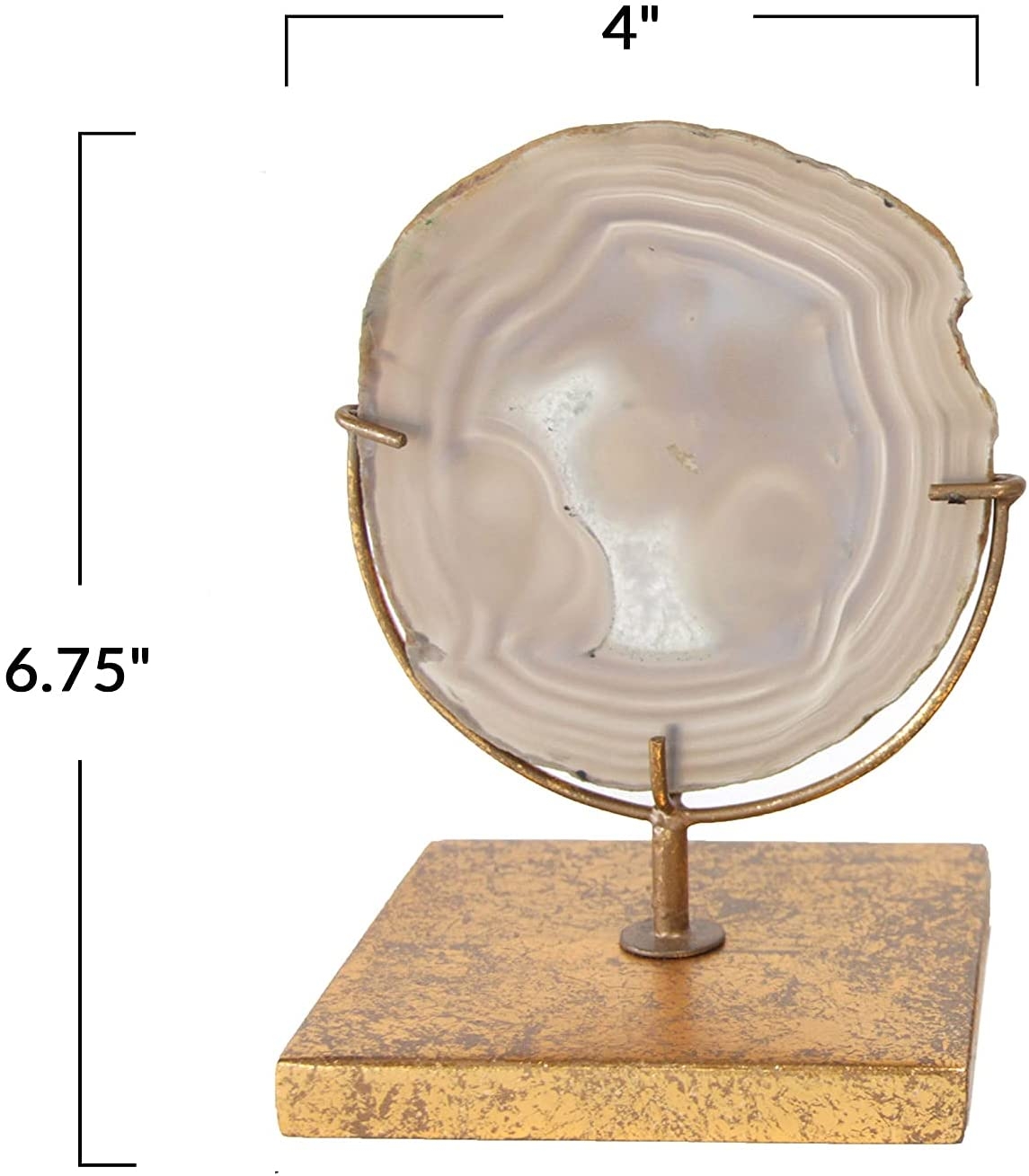 Decorative Agate Stone Slice on Metal Stand - Image 2