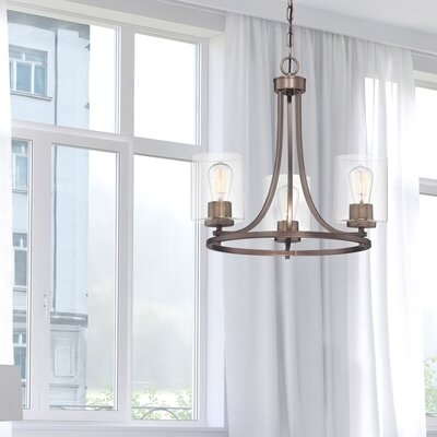Flaxville Collection - 3 Light - Chandelier - 20"W - 19"H - Satin Platinum Finish - Image 0