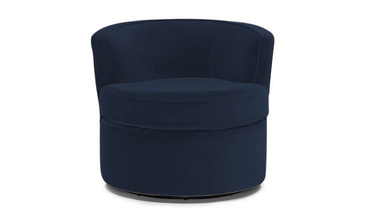 Blue Carly Mid Century Modern Swivel Chair - Bentley Indigo - Image 4