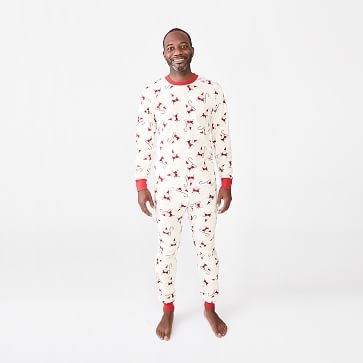 Adult Modern Smiley Santa Tight Fit Pajama, X-Small, Red/White, WE Kids - Image 1