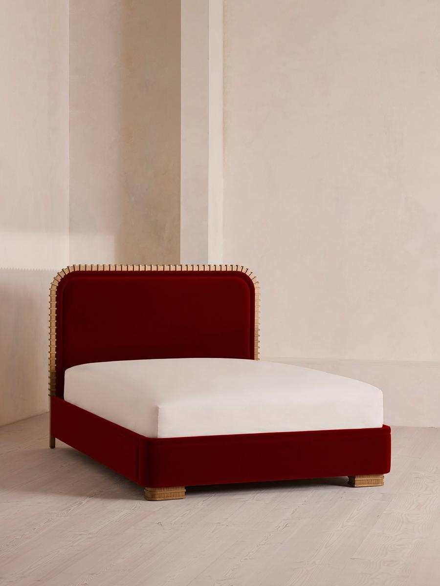 Angus Bed, Queen, Velvet, Rust, US - Image 0