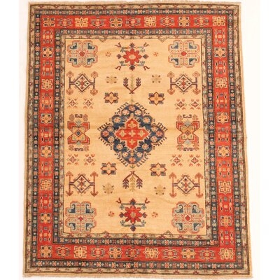 One-of-a-Kind Gurmail Hand-Knotted New Age 5'1" x 6'3" Wool Area Rug in Orange/Blue/Beige - Image 0