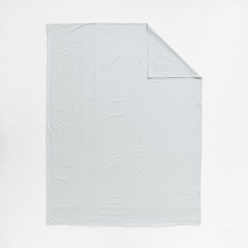 Cozy Cloud Organic Cotton Mini Stripe Reversible Sky Blue Twin XL Duvet Cover - Image 4