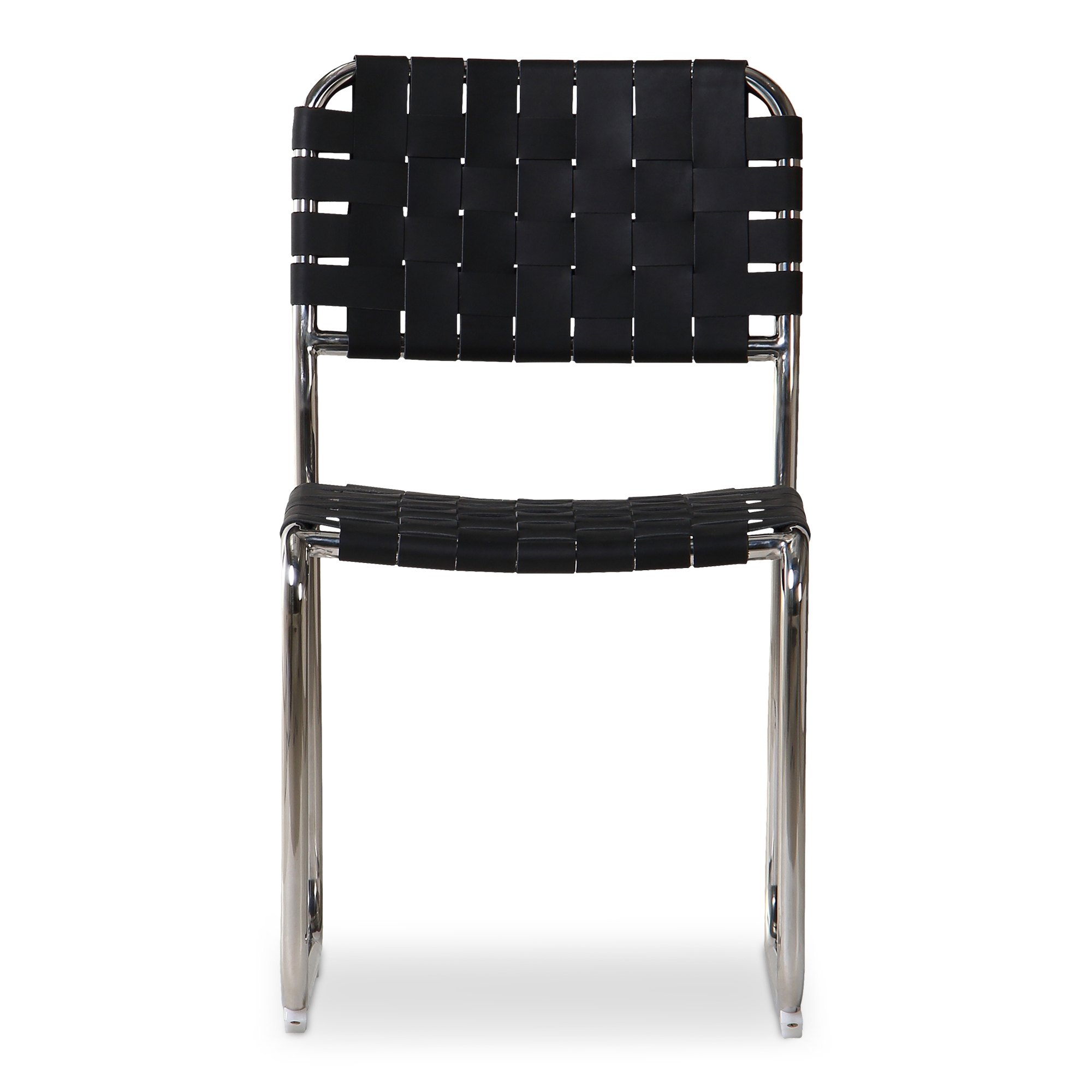 Moma Stainless Steel Dining Chair Black Leather - Set Of Two - Image 2