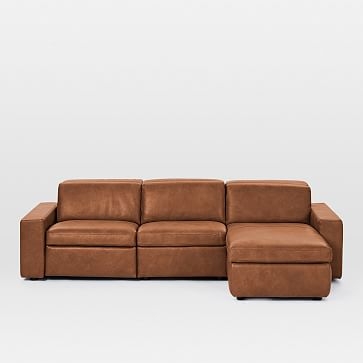 Enzo Sectional Set 35: 16" Arm WithStorage + 30" Single With Power + 30" Single Without Power + 8" Arm + Storage Chaise, Poly, Saddle Leather, Nut, Concealed Supports - Image 3