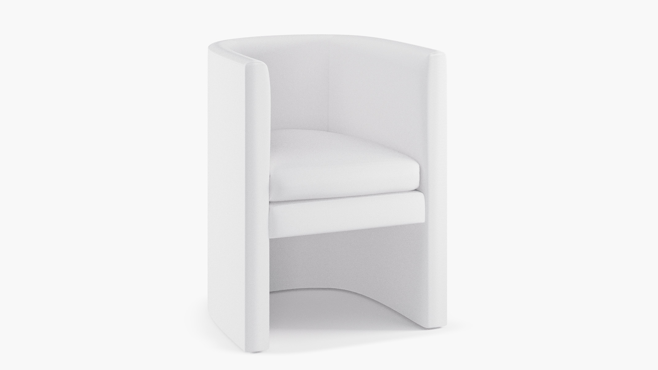 Barrel Back Dining Chair, White Twill - Image 1