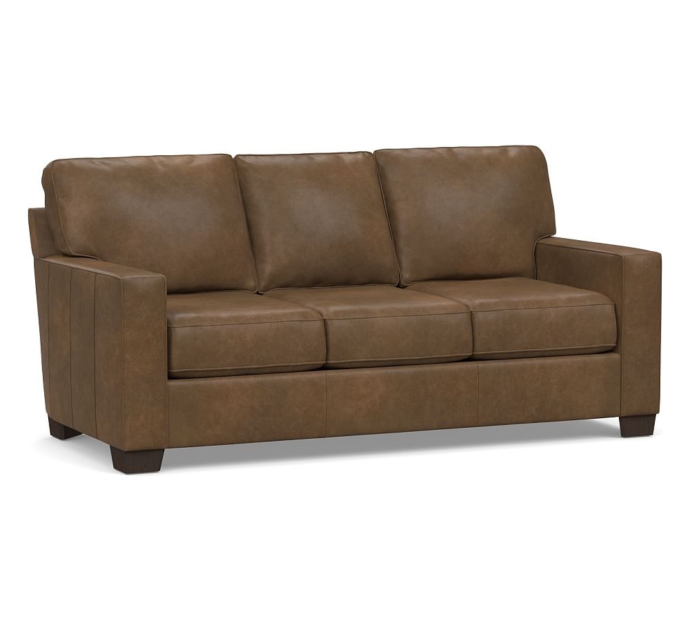 Buchanan Square Arm Leather Sofa, Polyester Wrapped Cushions, Churchfield Chocolate - Image 0