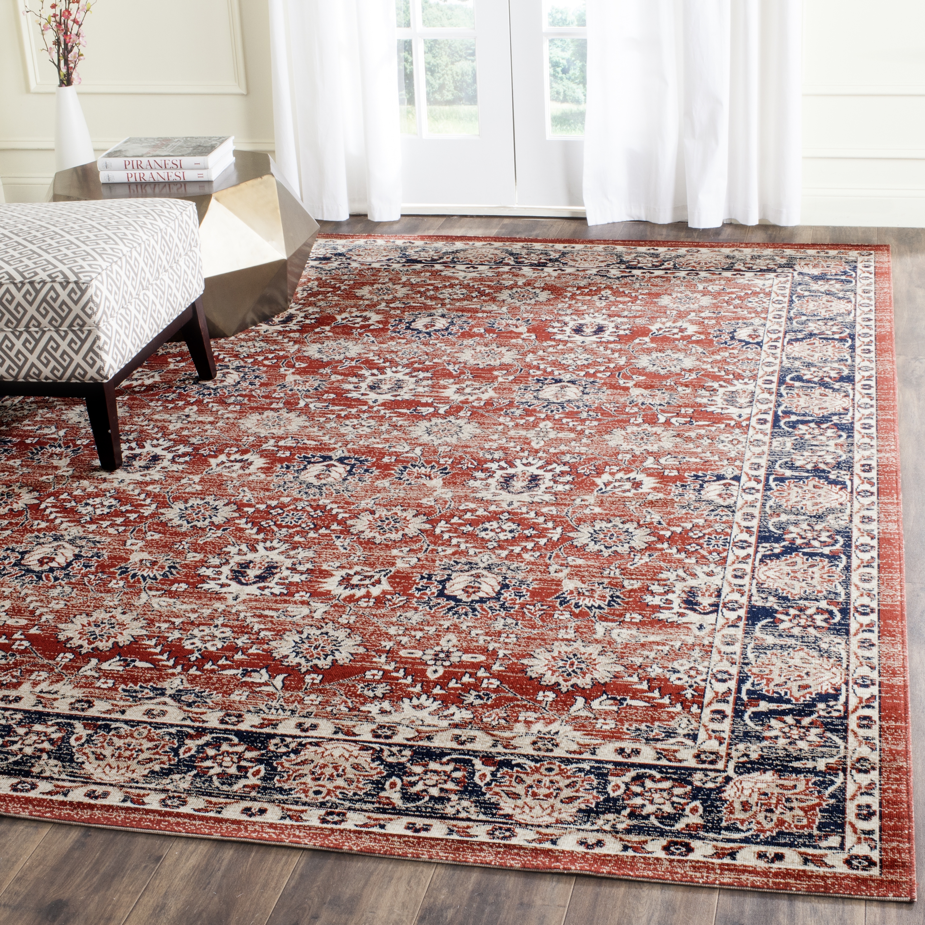 Arlo Home Woven Area Rug, ATN328R, Rust/Navy,  8' X 10' - Image 1