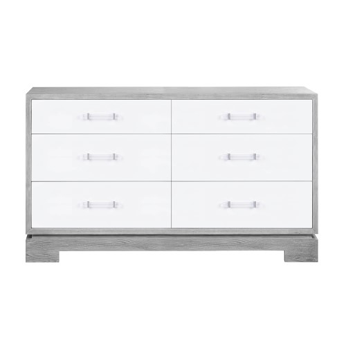 La Jolla 6 Drawer Dresser, Oak, Grey, Acrylic/Polished Nickel - Image 0