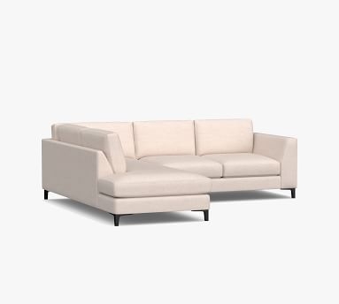 Ansel Upholstered Left Sofa Return Bumper Sectional, Polyester Wrapped Cushions, Performance Heathered Basketweave Dove - Image 5
