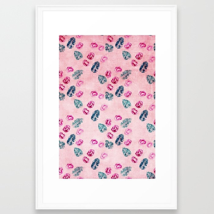 Roses - Pretty Abstract Rose Pattern - Pink Floral Framed Art Print by Ingrid Beddoes Photography - Scoop White - Large 24" x 36"-26x38 - Image 0