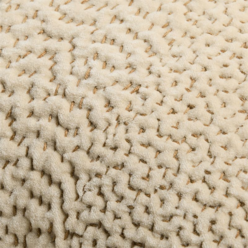 Sashiko Organic Cotton Velvet 20x20 Travertine Beige Throw Pillow with Down-Alternative insert - Image 5