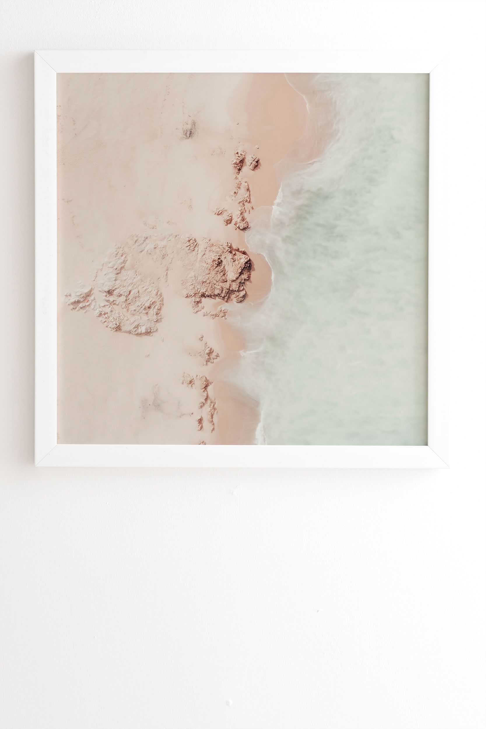 Beach Pink Champagne by Ingrid Beddoes - Framed Wall Art Basic White 11" x 13" - Image 1