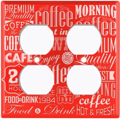 Metal Light Switch Plate Outlet Cover (Coffee Diner Sign Dark Blue White - Double Duplex) - Image 0
