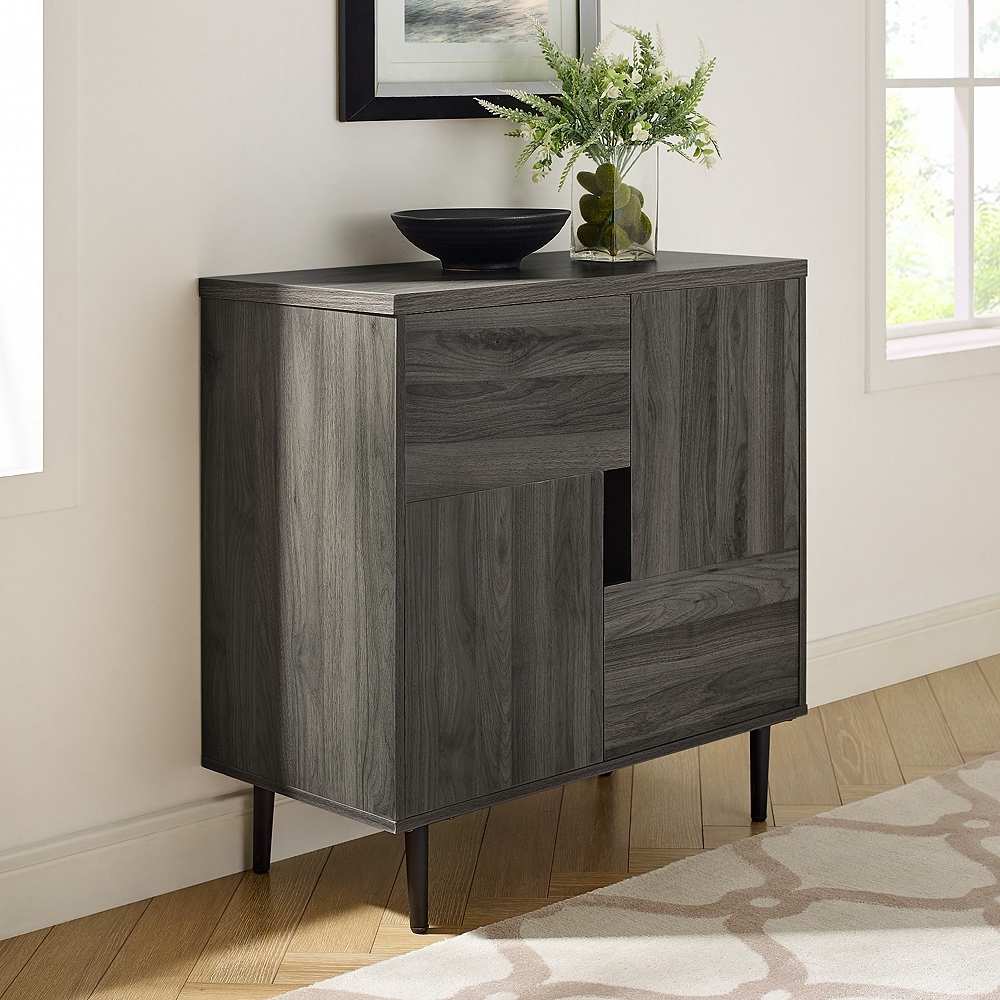 Ellison 30" Wide Slate Gray Color Pop 2-Door Accent Cabinet - Style # 90N23 - Image 0