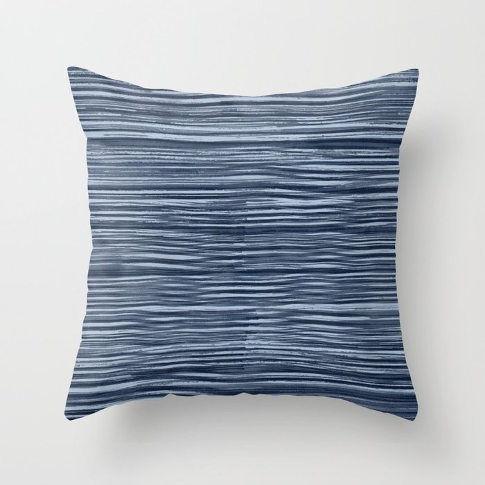 Rake Watercolor In Blue Throw Pillow by House Of Haha - Cover (16" x 16") With Pillow Insert - Indoor Pillow - Image 0