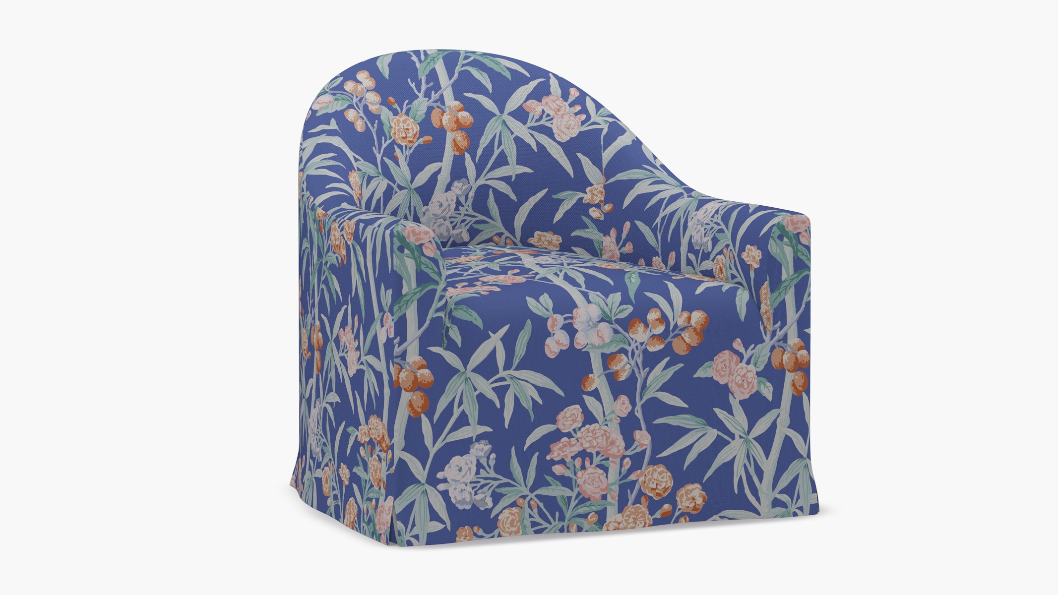 Slipcover Swivel Chair, Lapis Lanai - Image 1