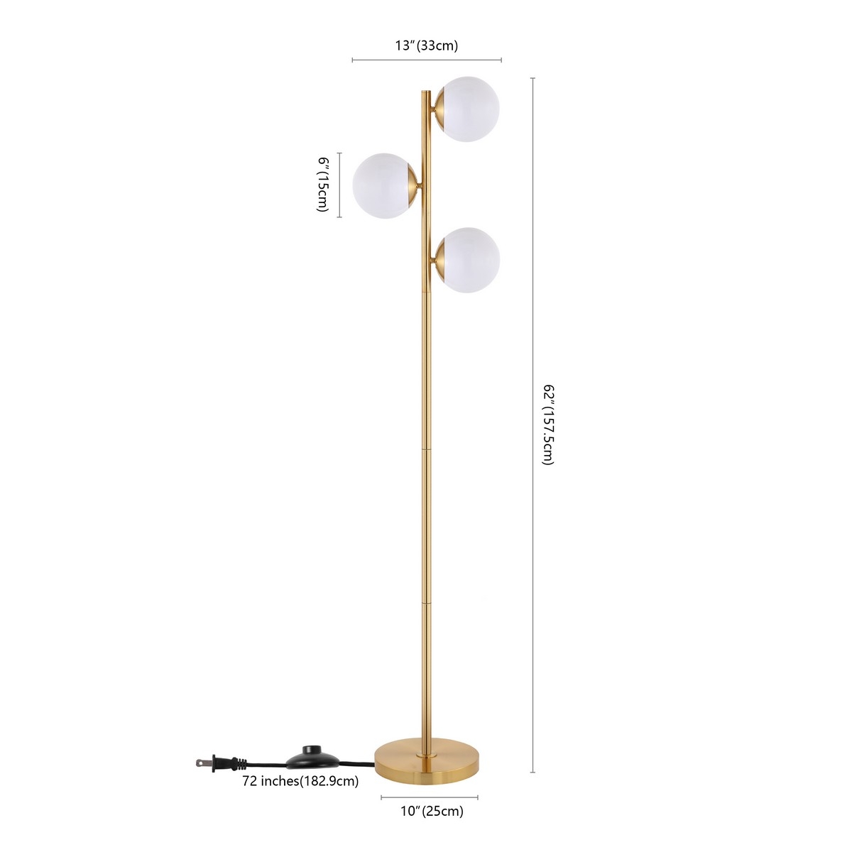 Devlyn 3Lt 62" Floor Lamp - Gold - Safavieh - Image 3