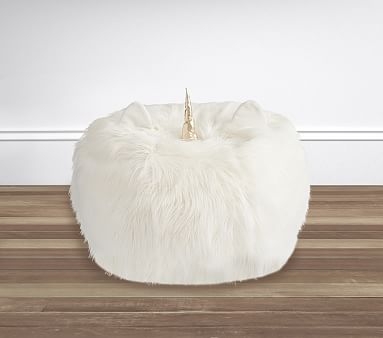 Ivory Unicorn Faux Fur Anywhere Beanbag(TM) - Image 0